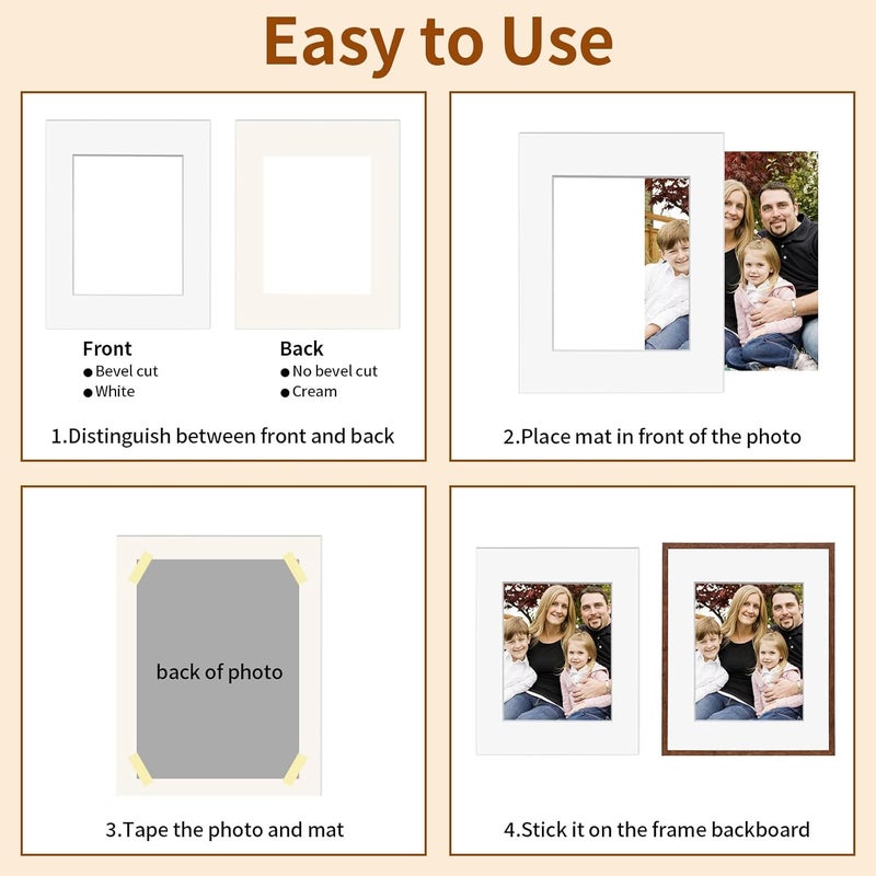 YEESON 10 Pack Picture Frame Mats, 8x10 Matted to 5x7 Photo Mats, Acid Free Picture Matting for Pictures Photos Watercolor Artwork (White) - Image 3